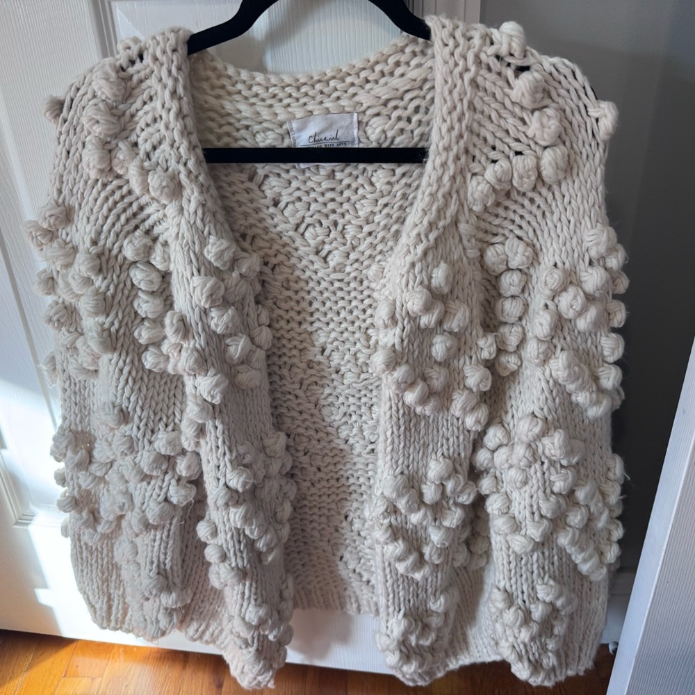 Chicwish Cream Textured Knit Cardigan